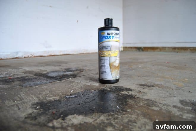 Scrubbing Garage Floor with Degreaser for Epoxy