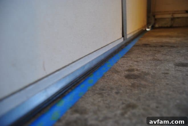 Taping Off Garage Door Area for Epoxy Application