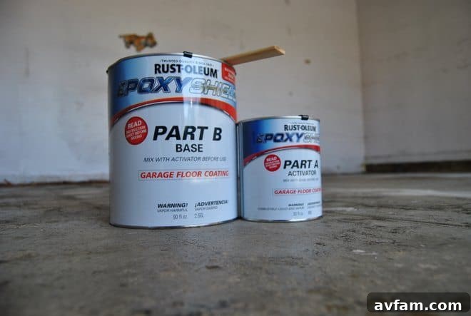 Mixing Two-Part Rust-Oleum EPOXYSHIELD Coating