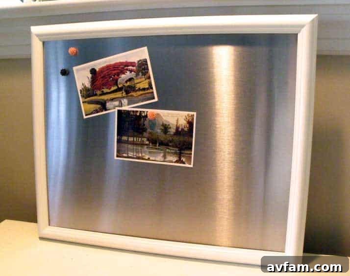 Custom DIY Magnetic Bulletin Board on wall