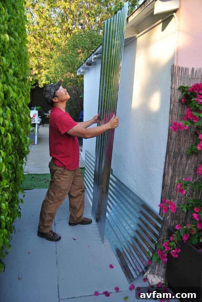 Installing Corrugated Steel Panels for Height Tall Corrugated Steel Privacy Fence Installation