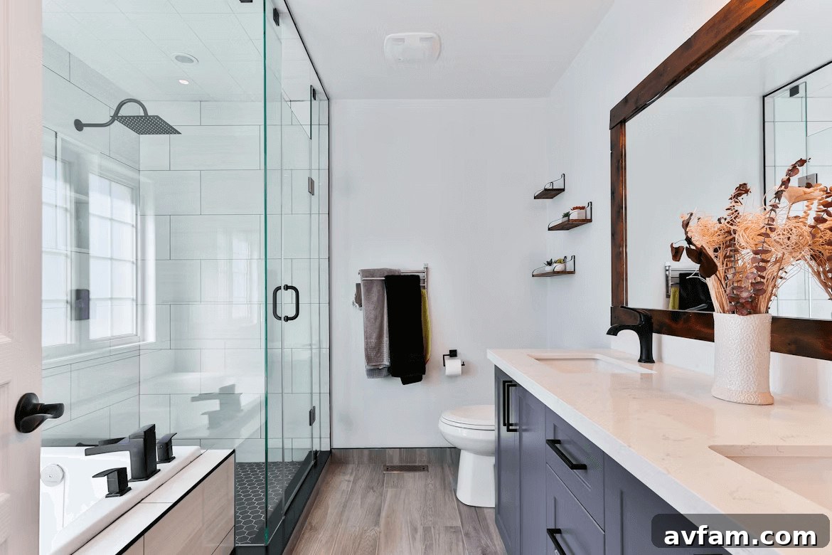 Building Tomorrow's Bathroom Today 4 Modern bathroom with walk-in shower and toilet