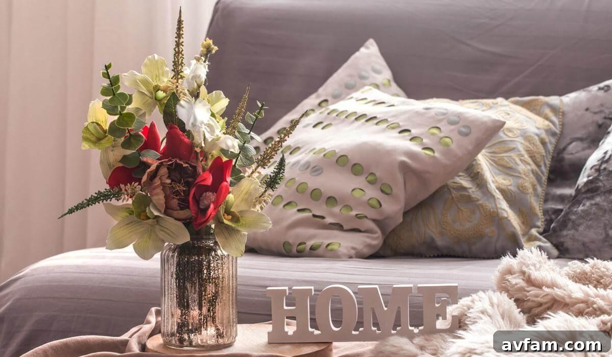 Beautiful flower vase centerpiece on table