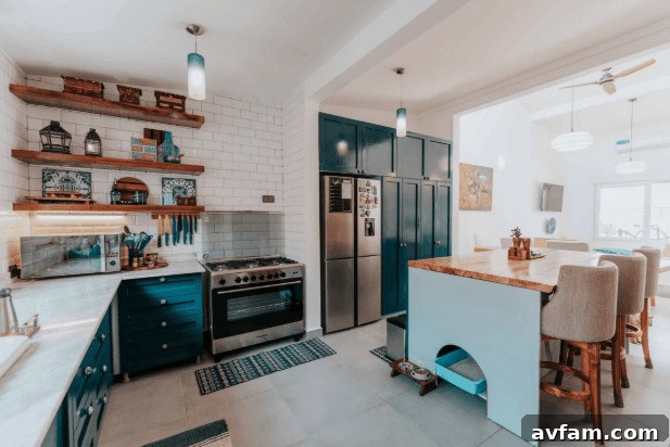 Well-designed kitchen with custom cabinets prioritizing both style and functionality