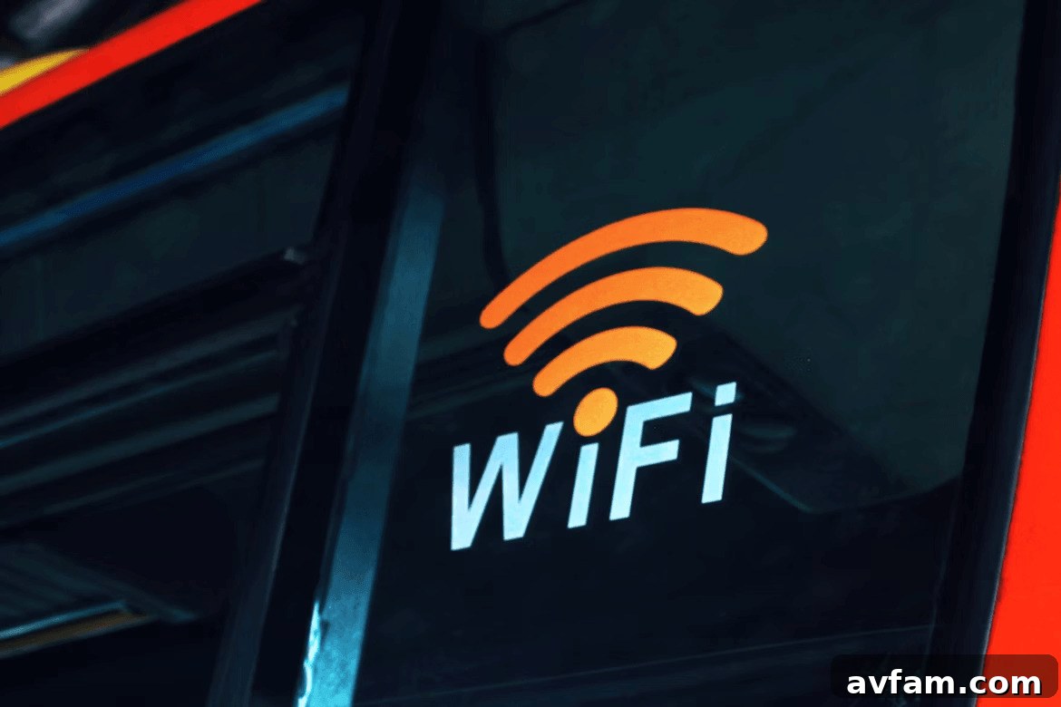 Close-up of a Wi-Fi logo on