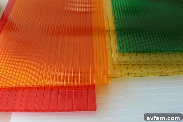 A clear twinwall polycarbonate sheet showing its internal structure