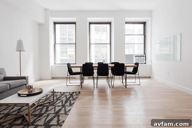 A beautifully placed area rug in a modern living room