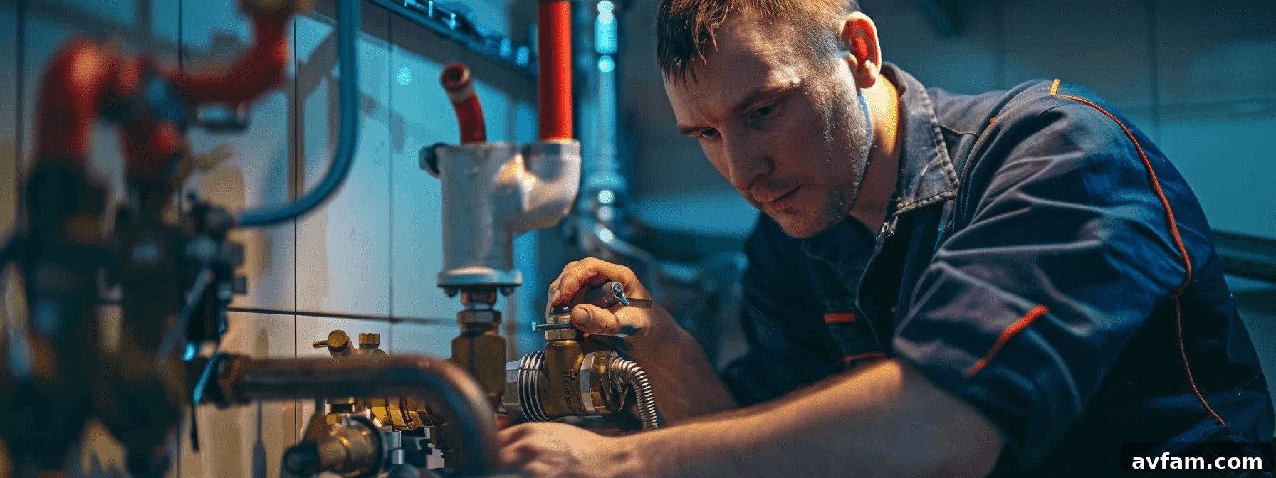 Why Your Leaky Pipe Demands a Licensed Plumber 3 Man working on a machine inside a factory