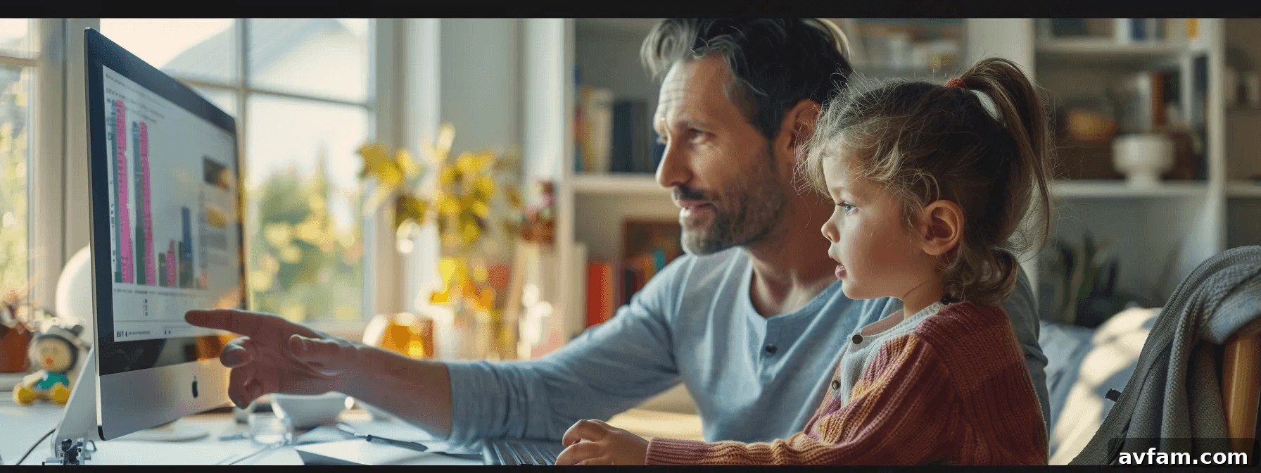 Father and daughter learning about financial literacy