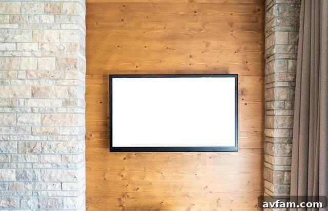 Smart TV mounted on a brick wall