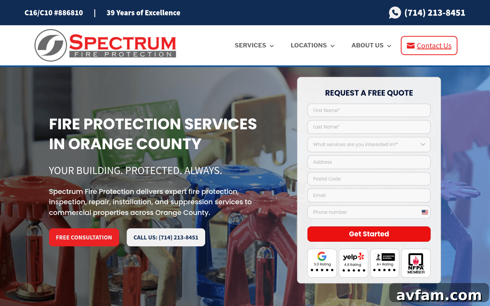Web page for an Orange County fire