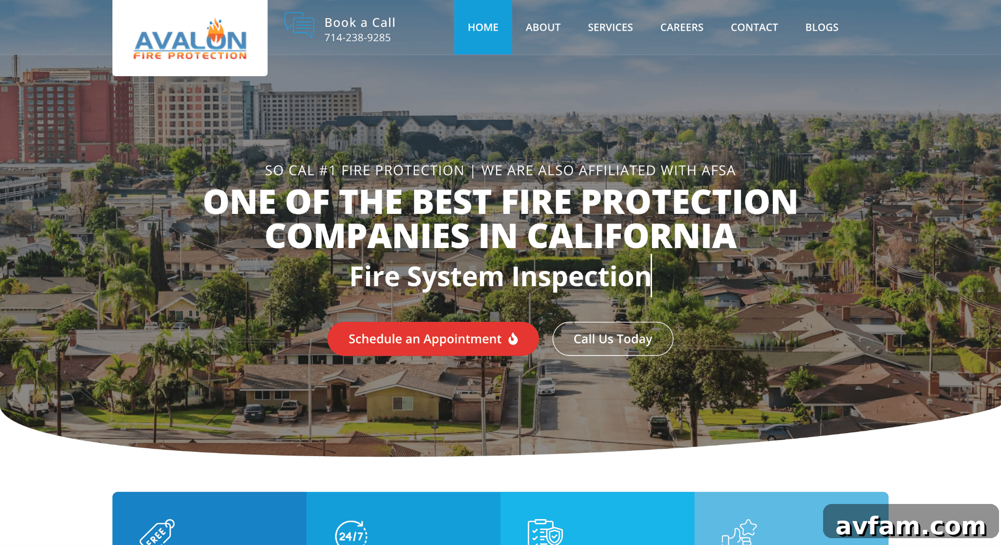 Web page for an Orange County fire protection company