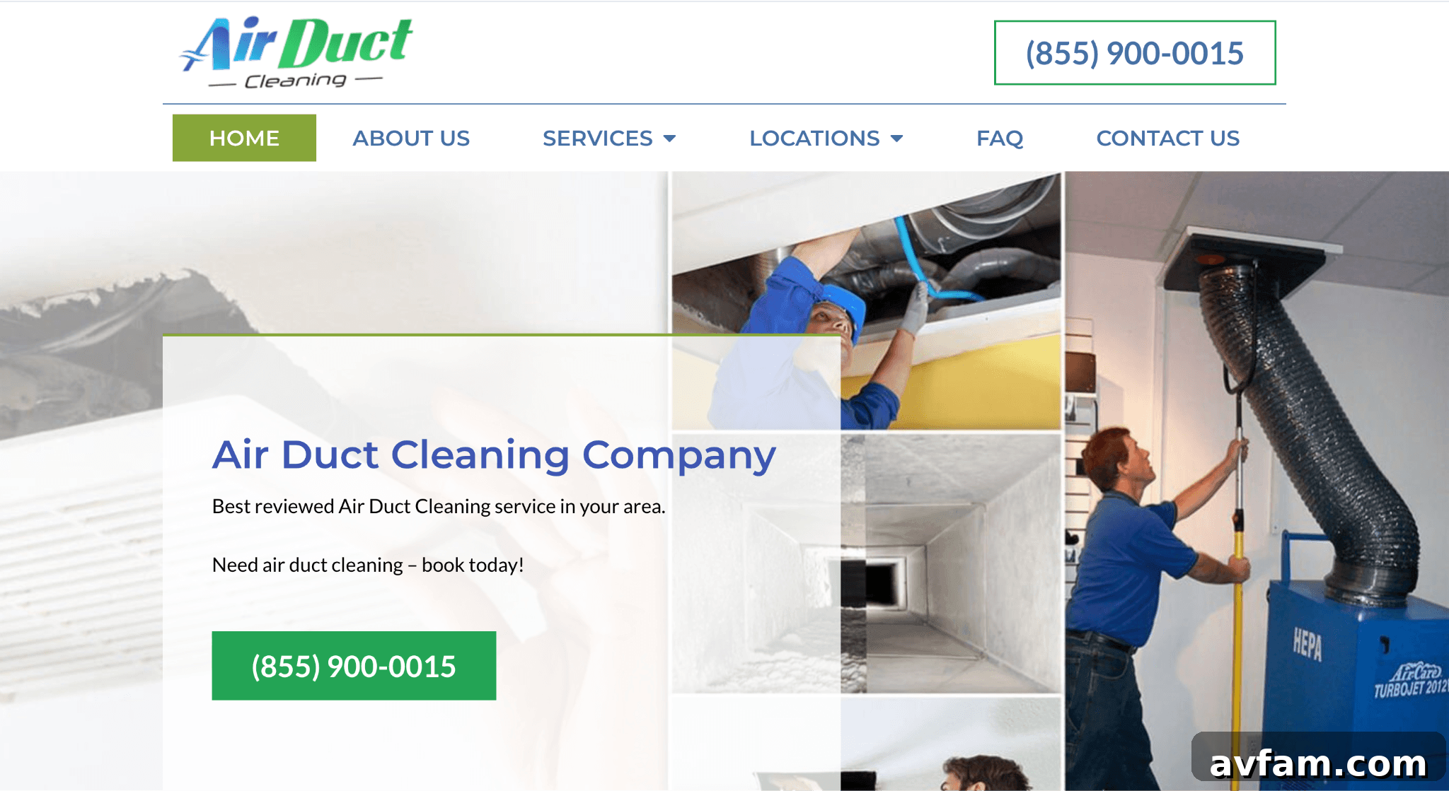 Website page displaying services for a Las