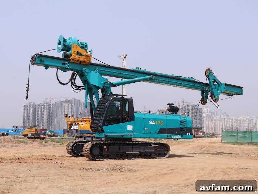 A tracked machine installing a foundation of Helical Piles