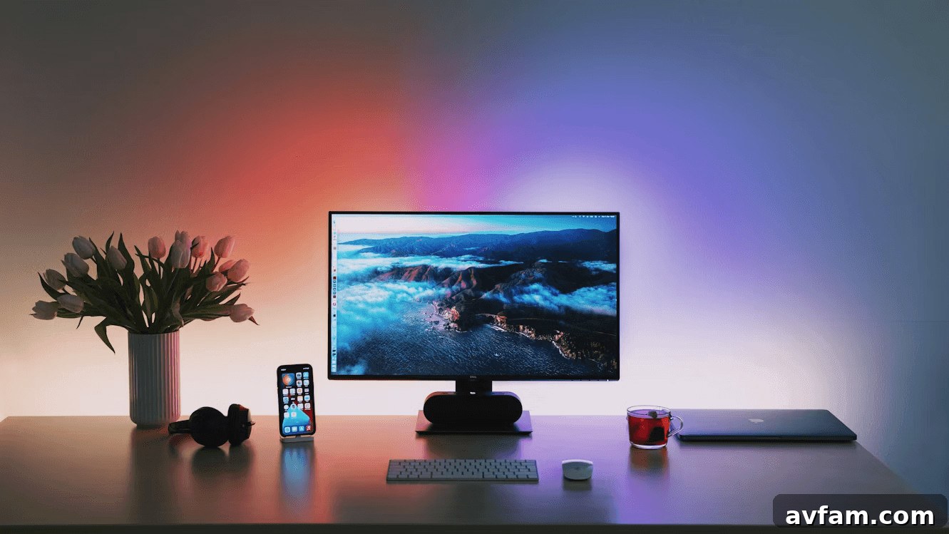 Gaming desktop computer set up on a wooden desk