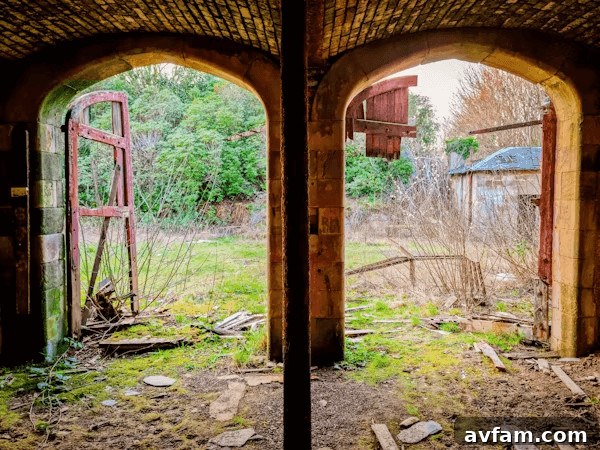 Old building with two open doors, ready