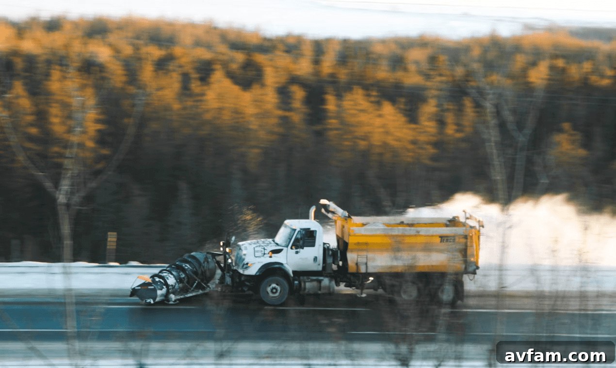 Dump truck driving on a road,