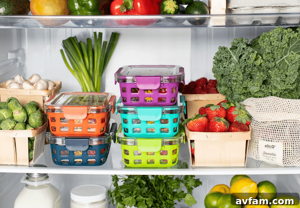 Refrigerator full of fresh fruits and