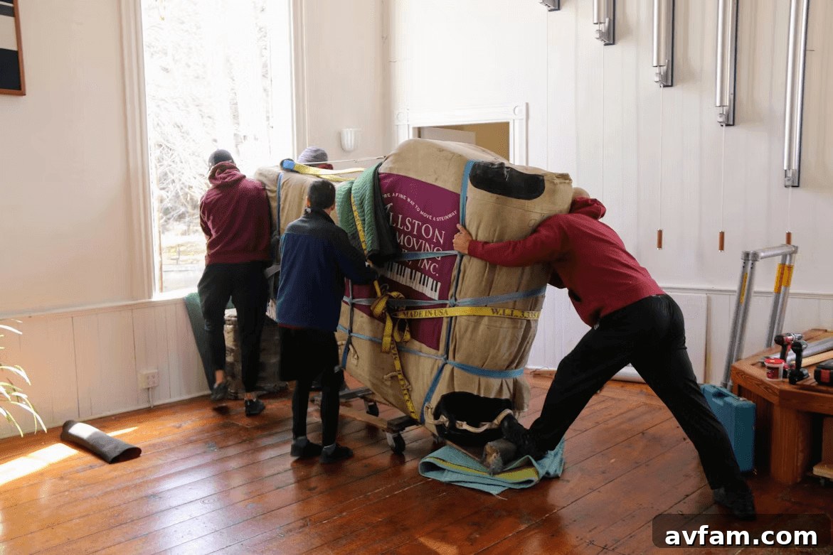 A group of movers standing around a