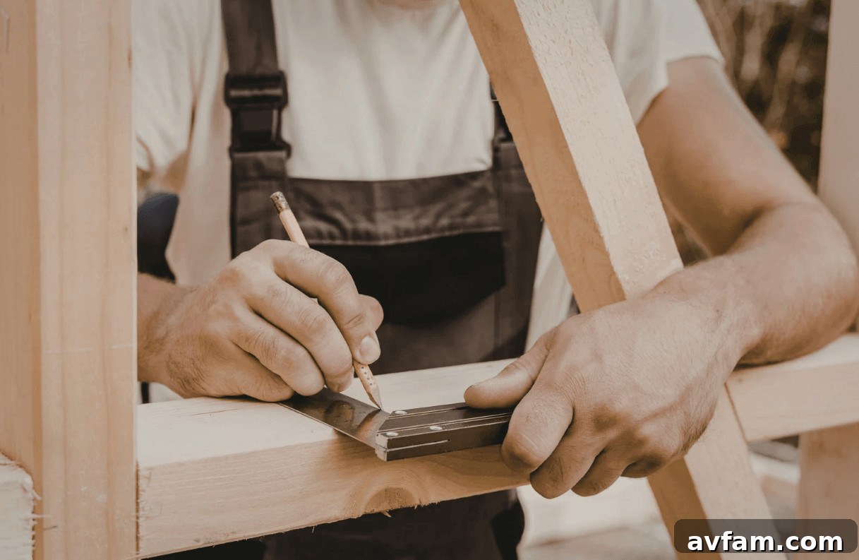 Man measuring wood for a DIY project