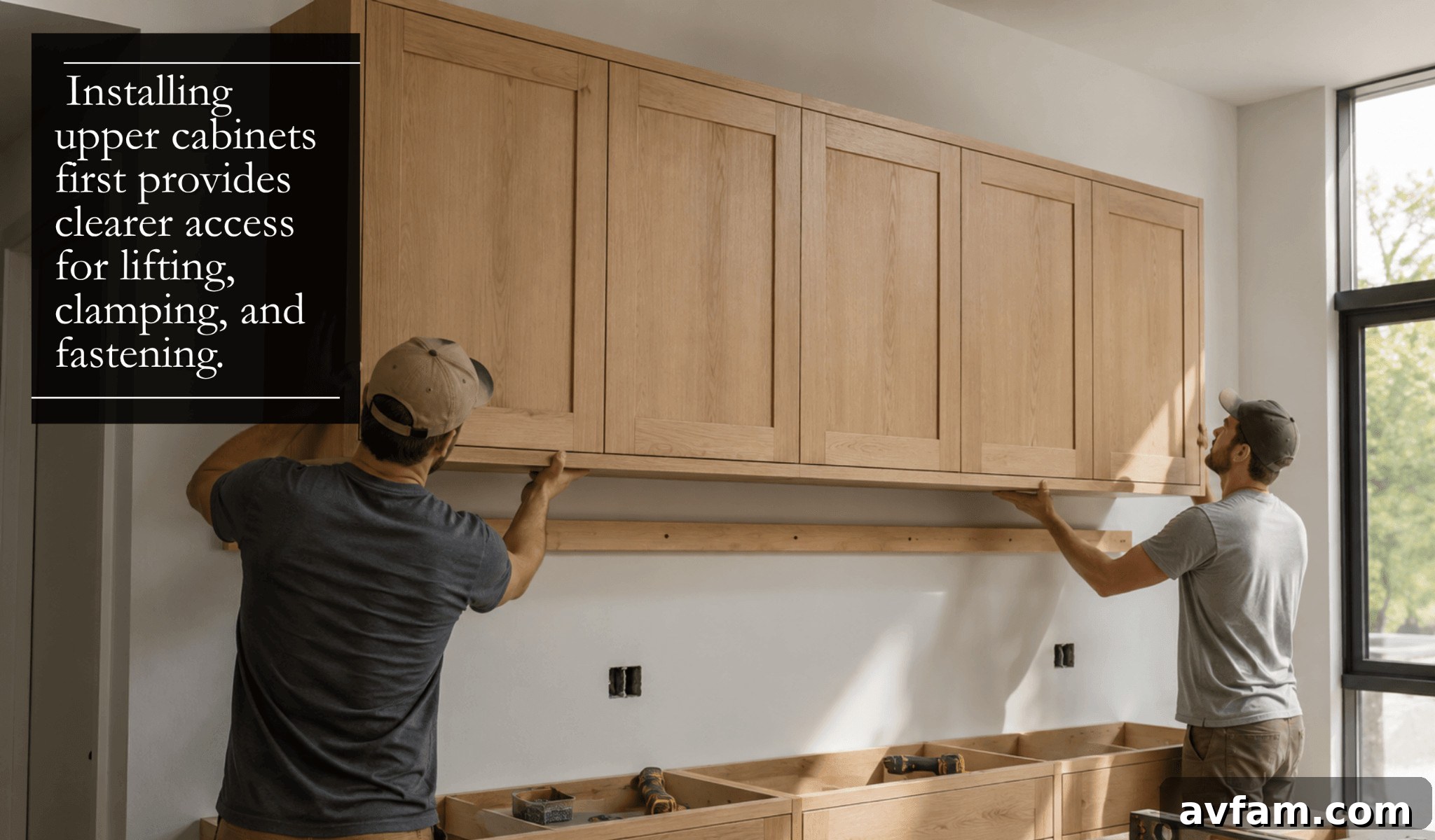 DIY Guide to Installing RTA Wood Kitchen Cabinets 5 Installing wall cabinets