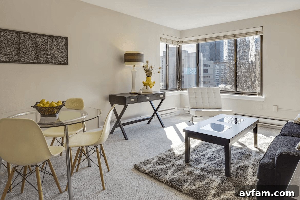 Dining Room Rugs and Playmat Ideas for Stylish Dining Spaces 2 Modern living room with glass table and elegant dining space