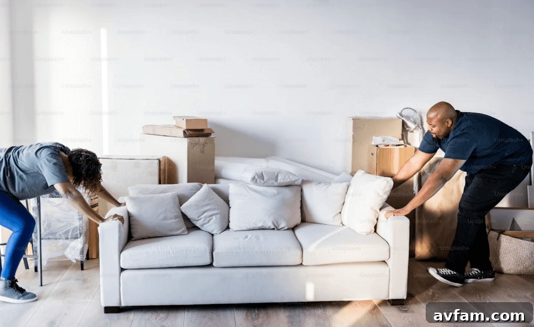 Prepping a couch for cross-country shipping