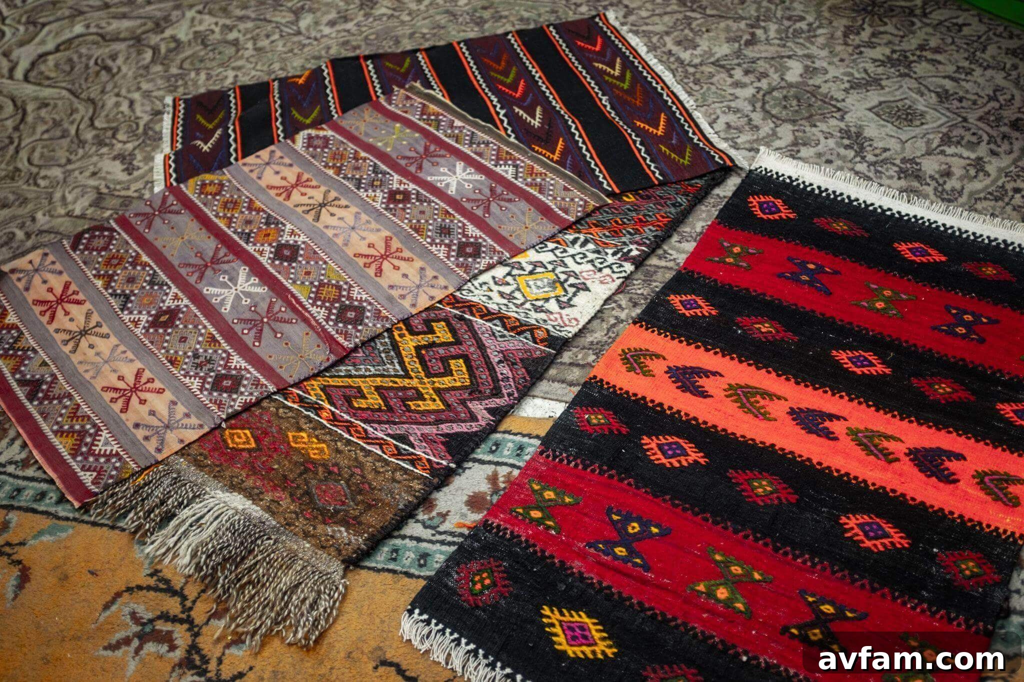 A collection of rugs in various modern styles