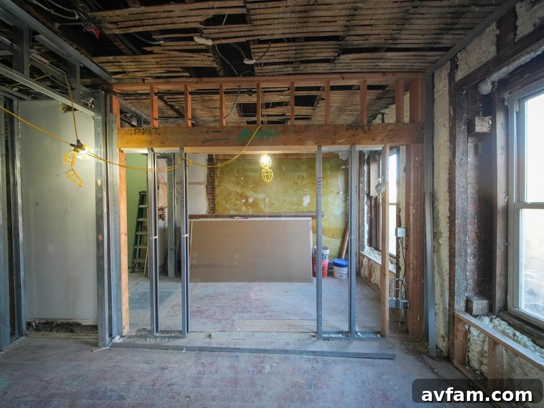 What Happens During a Professional Mold Remediation? 2 Interior room under construction with metal studs